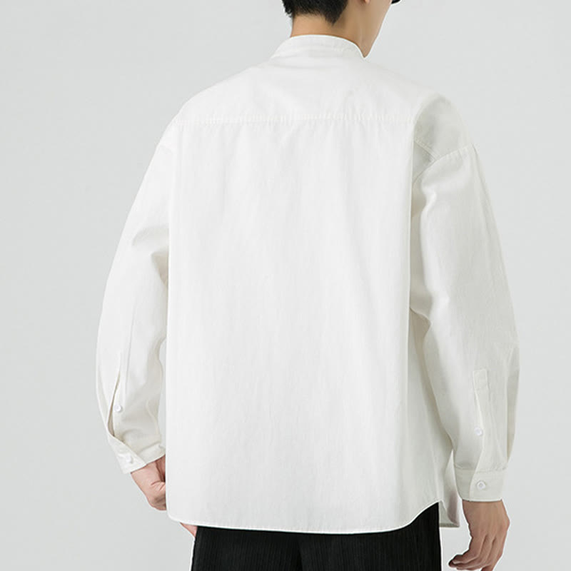 Buddha Stones Solid Color Frog-button Tang Suit Cotton Men's Jacket Shirt  - image 14