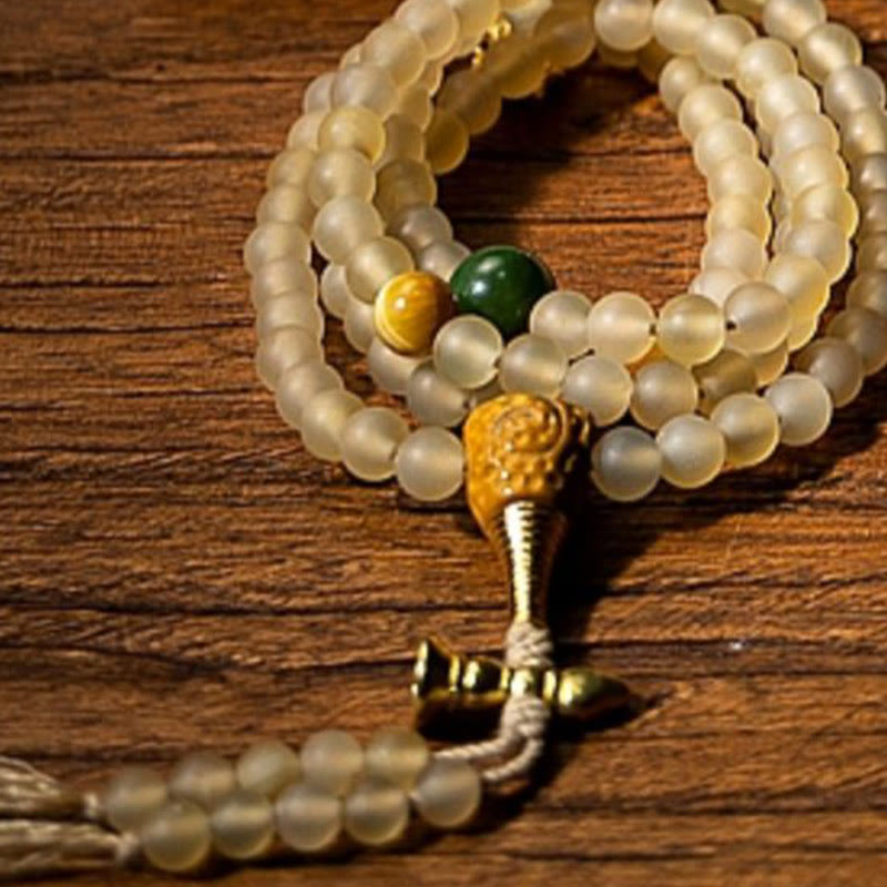 Buddha Stones Tibet 108 Mala Beads Chinese Zodiac Natal Buddha Natural Sheep Horn Wealth Bracelet