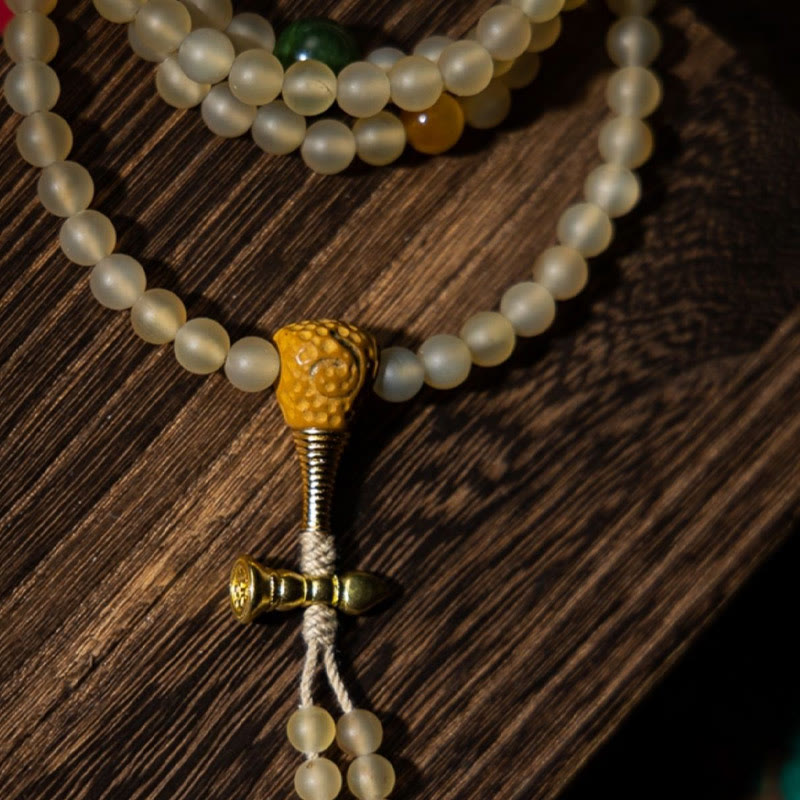 Buddha Stones Tibet 108 Mala Beads Chinese Zodiac Natal Buddha Natural Sheep Horn Wealth Bracelet