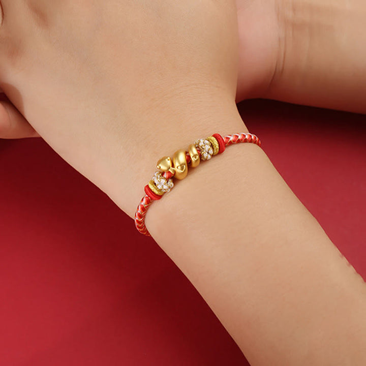 Buddha Stones 999 Sterling Silver Gradient Red String Year Of The Snake Luck Braided Bracelet