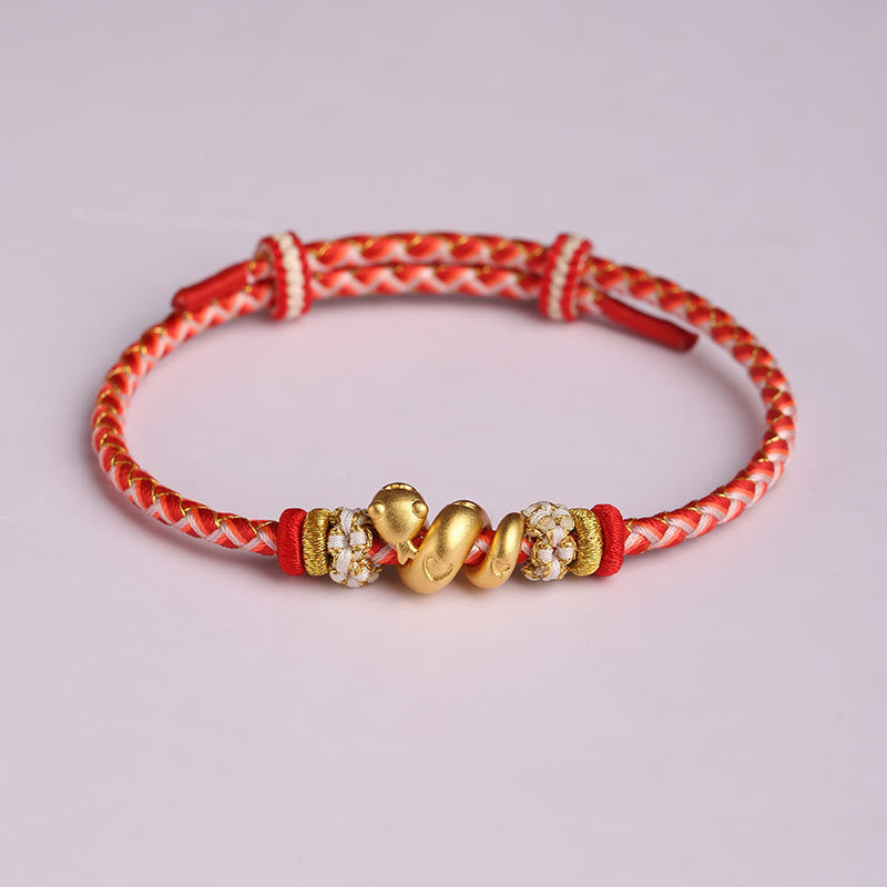 Buddha Stones 999 Sterling Silver Gradient Red String Year Of The Snake Luck Braided Bracelet