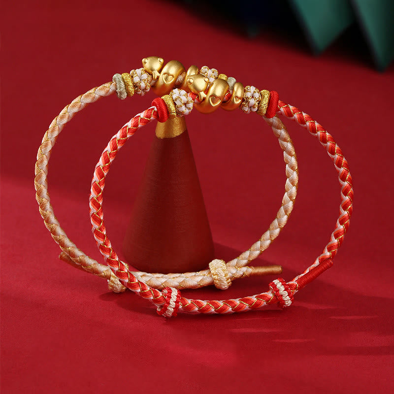 Buddha Stones 999 Sterling Silver Gradient Red String Year Of The Snake Luck Braided Bracelet