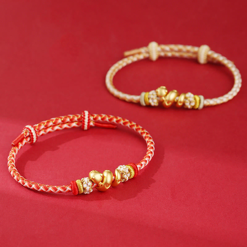 Buddha Stones 999 Sterling Silver Gradient Red String Year Of The Snake Luck Braided Bracelet