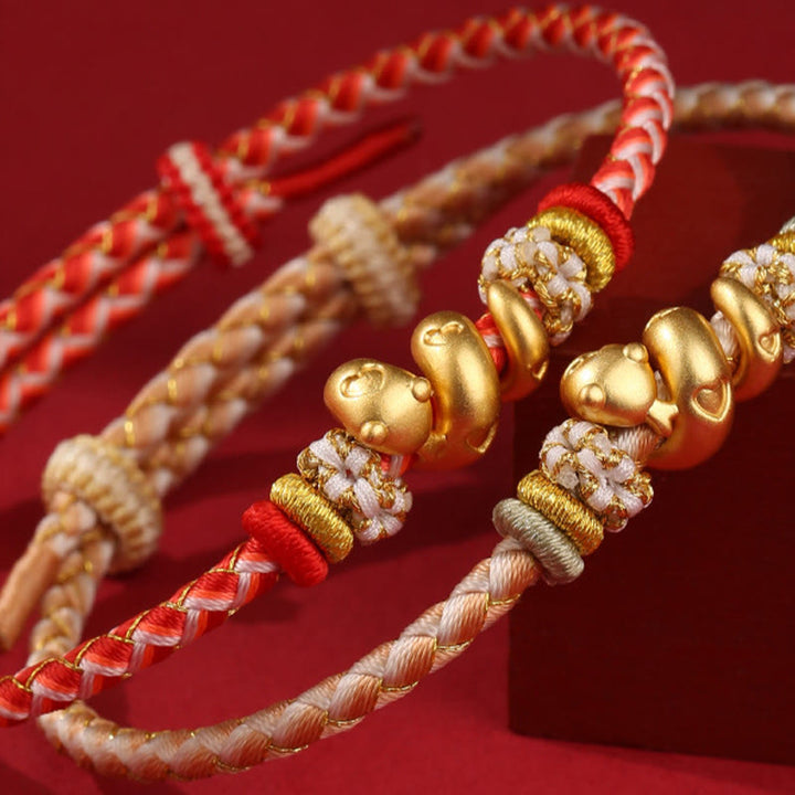 Buddha Stones 999 Sterling Silver Gradient Red String Year Of The Snake Luck Braided Bracelet