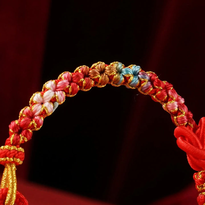 Buddha Stones Red String Mandala Knot Hand-woven Colorful Flowers Year Of The Snake Protection Braided Bracelet