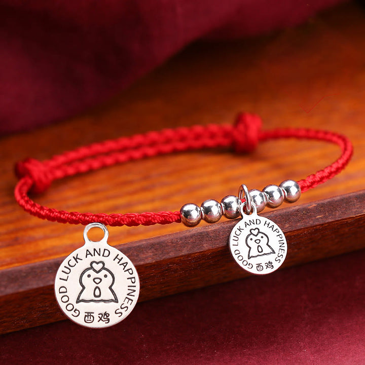 Buddha Stones Chinese Zodiac Kid Red String 999 Sterling Silver Protection Bracelet