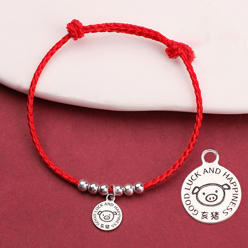 Buddha Stones Chinese Zodiac Kid Red String 999 Sterling Silver Protection Bracelet