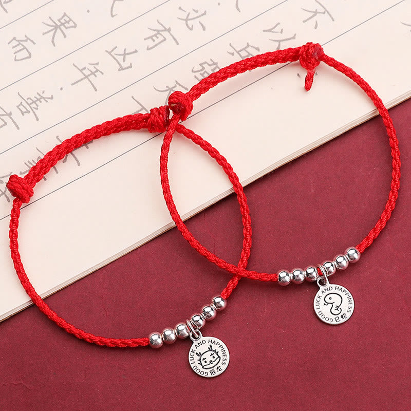 Buddha Stones Chinese Zodiac Kid Red String 999 Sterling Silver Protection Bracelet