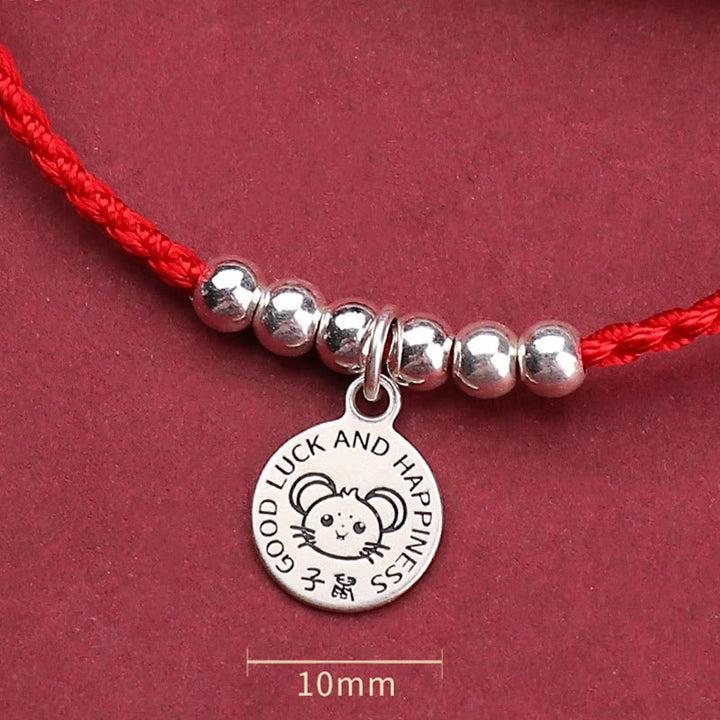 Buddha Stones Chinese Zodiac Kid Red String 999 Sterling Silver Protection Bracelet