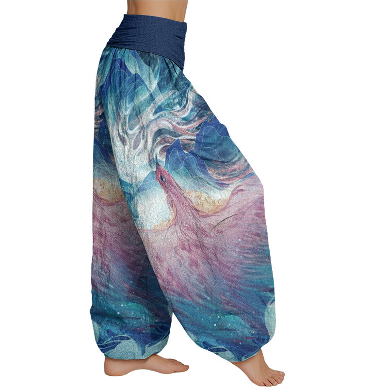 Buddha Stones Mythical Creature Pattern Women's Elastic Waist Harem Pants