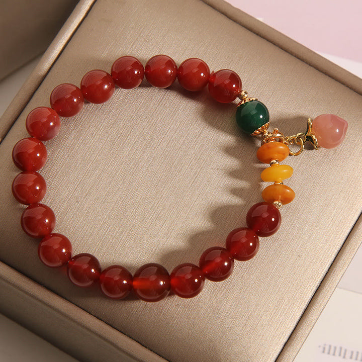 Buddha Stones Red Agate Amber Peach Charm Self-acceptance Bracelet