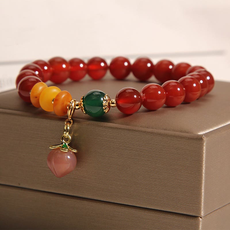 Buddha Stones Red Agate Amber Peach Charm Self-acceptance Bracelet