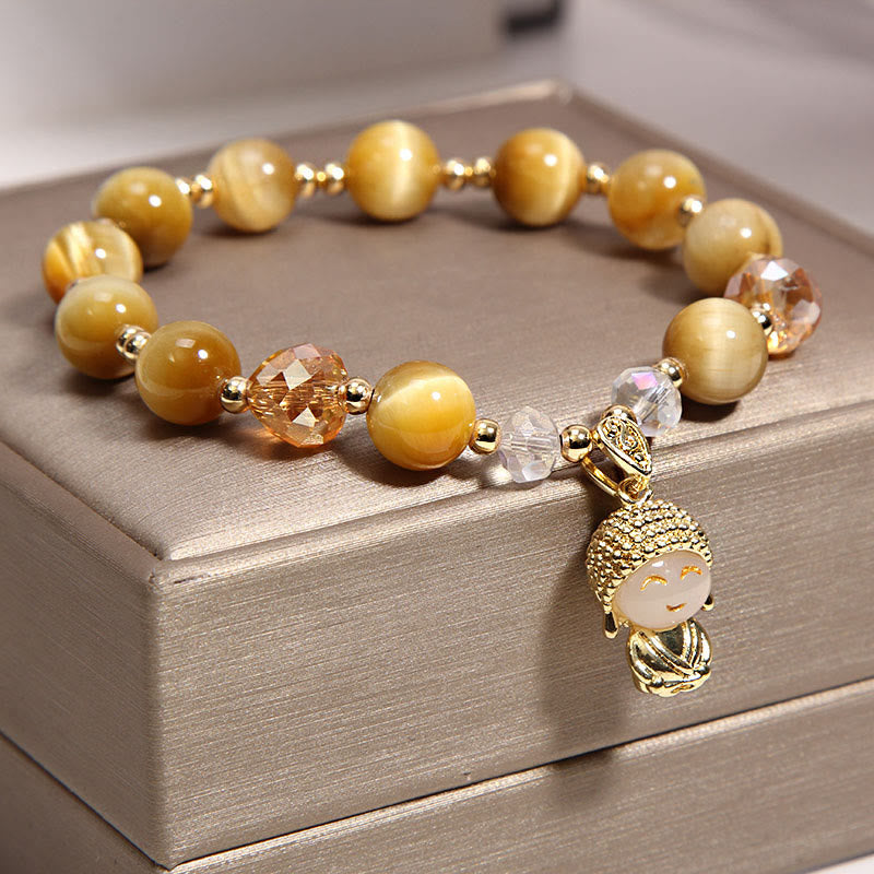 Buddha Stones Yellow Tiger Eye Meditation Buddha Protection Bracelet