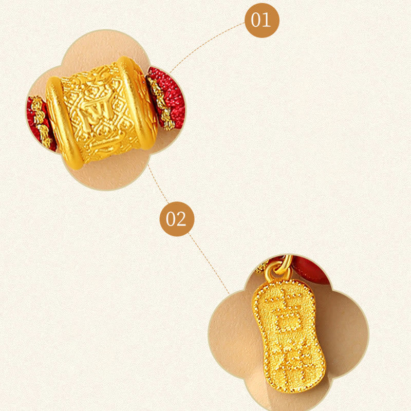 Buddha Stones 999 Sterling Silver Six True Words Om Mani Padme Hum Cinnabar Blessing String Bracelet - image 12