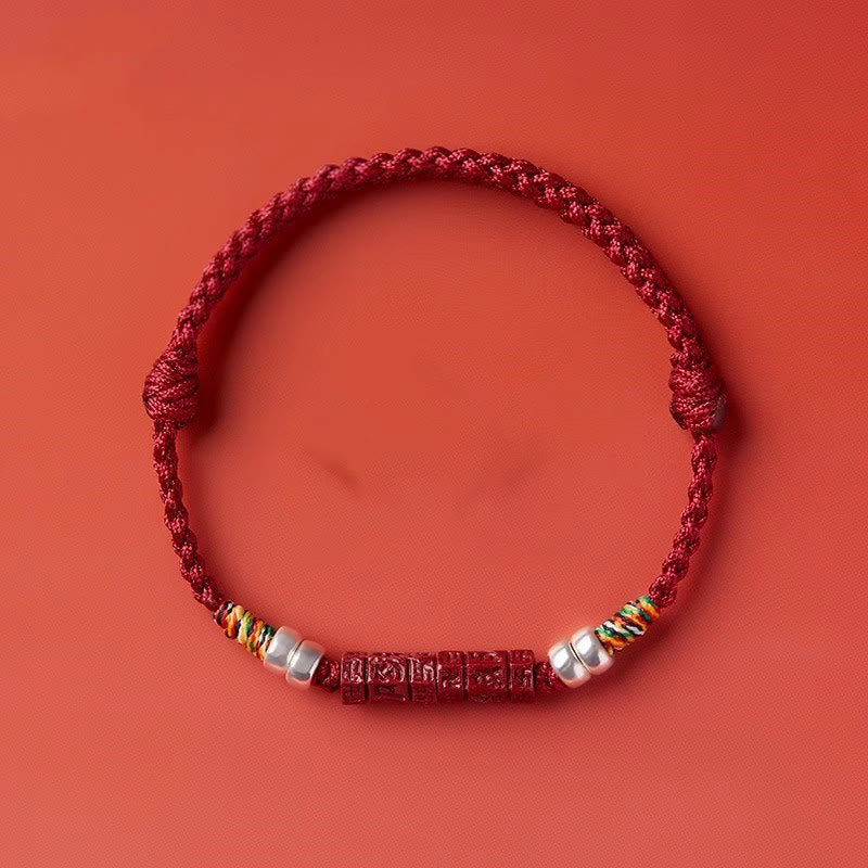 Buddha Stones 925 Sterling Silver Om Mani Padme Hum Cinnabar Blessing Child Adult Bracelet