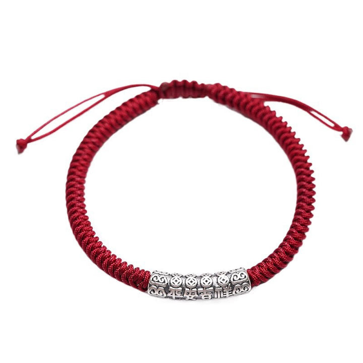 Buddha Stones Handmade 999 Sterling Silver Peace and Good Fortune Om Mani Padme Hum Luck Rope Bracelet - image 14