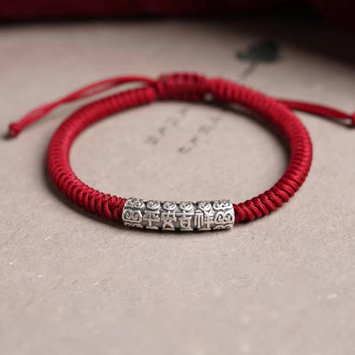 Buddha Stones Handmade 999 Sterling Silver Peace and Good Fortune Om Mani Padme Hum Luck Rope Bracelet - image 10