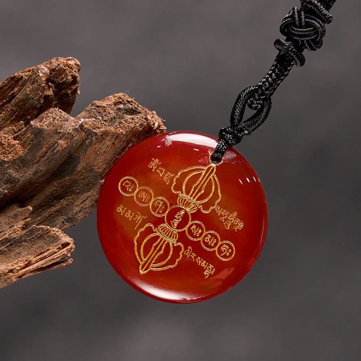Buddha Stones Vajra Dorje Sanskrit Pattern Natural Various Crystal Black Obsidian Fulfilment Necklace Pendant - image 24