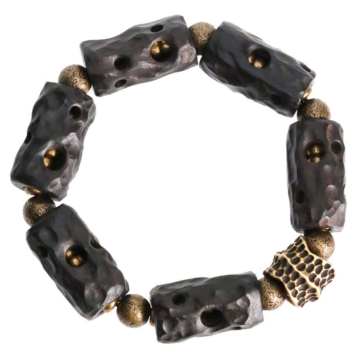 Buddha Stones Ebony Wood Copper Brass Calm Bracelet