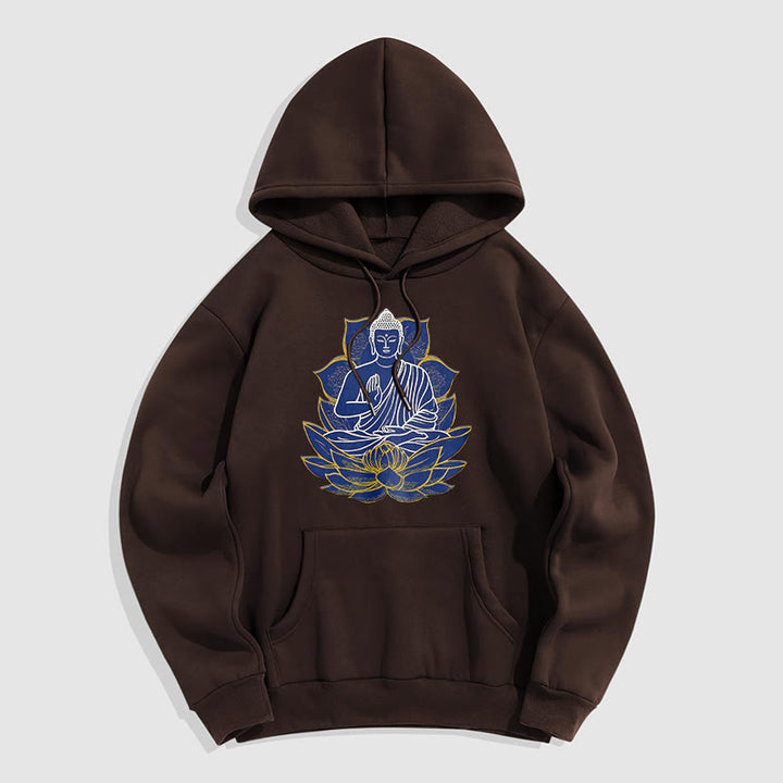 Buddha Stones Buddha Sitting On The Lotus Fleece Lined Hoodie