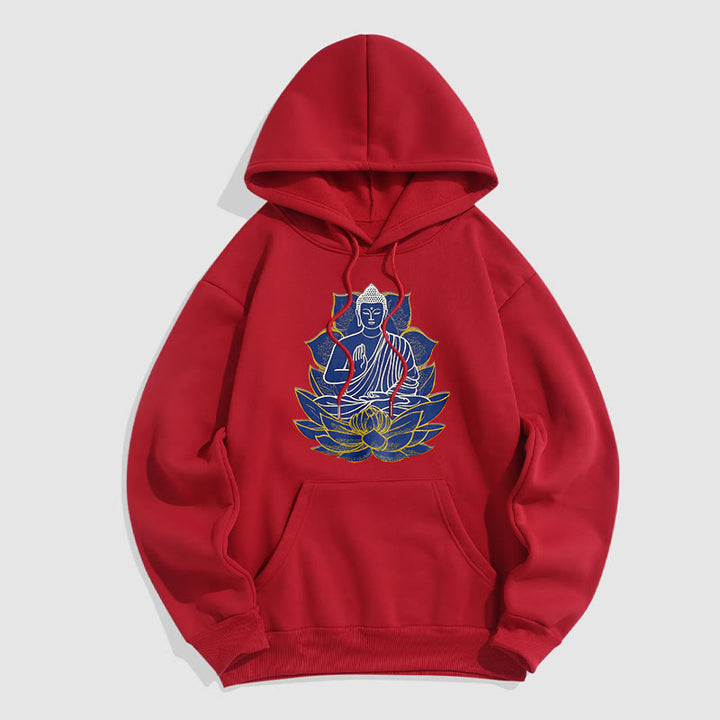 Buddha Stones Buddha Sitting On The Lotus Fleece Lined Hoodie