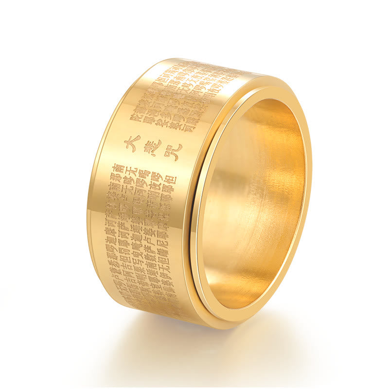 Buddha Stones Great Compassion Mantra Carved Titanium Steel Strengthen Rotatable Ring - image 4