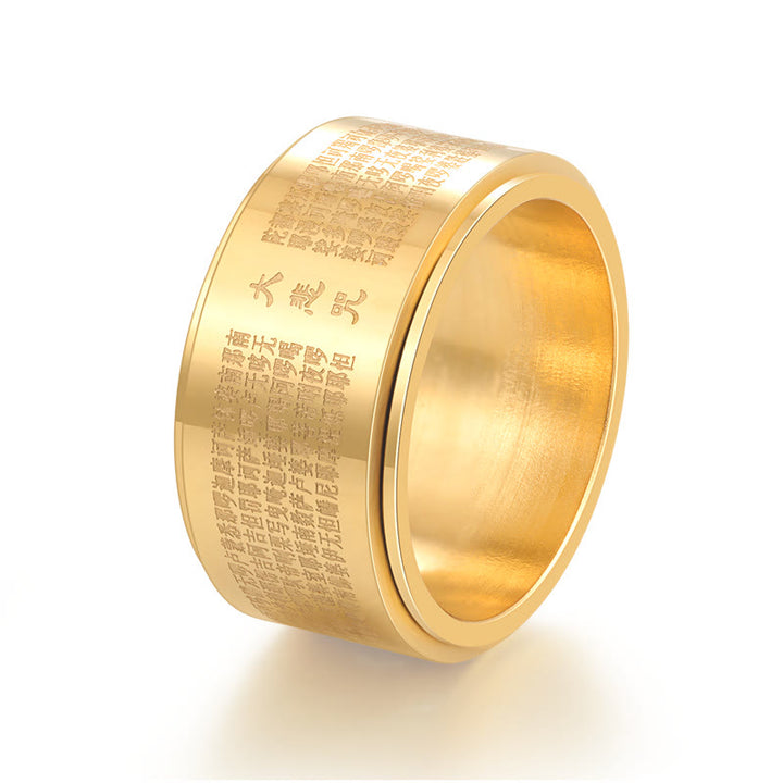 Buddha Stones Great Compassion Mantra Carved Titanium Steel Strengthen Rotatable Ring - image 4