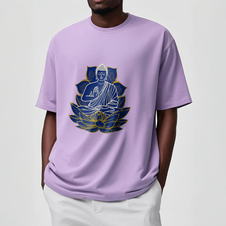 Buddha Stones Buddha Sitting On The Lotus Cotton Tee T-shirt