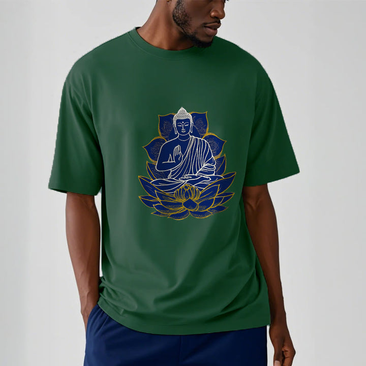 Buddha Stones Buddha Sitting On The Lotus Cotton Tee T-shirt - image 6