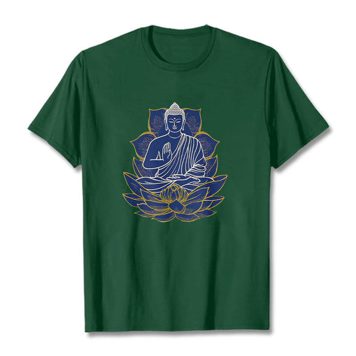 Buddha Stones Buddha Sitting On The Lotus Cotton Tee T-shirt