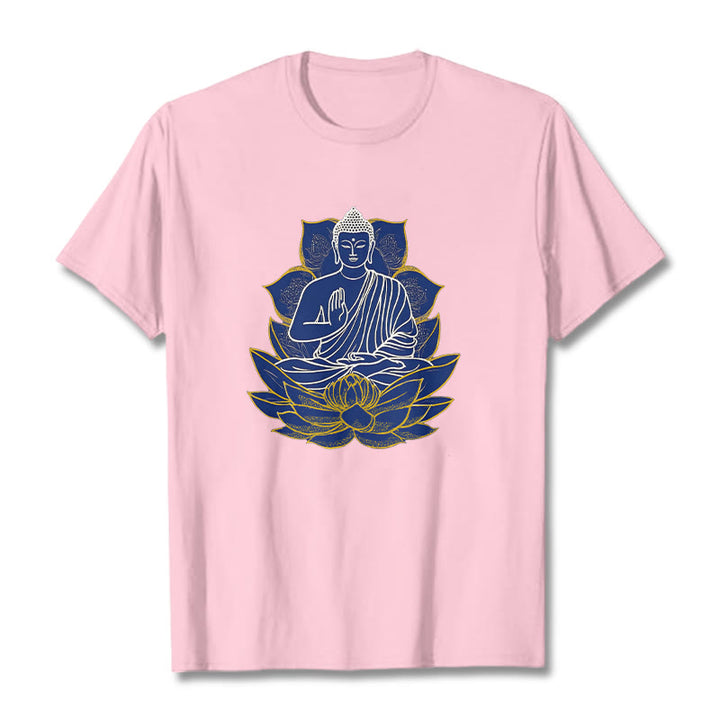 Buddha Stones Buddha Sitting On The Lotus Cotton Tee T-shirt - LightPink - 2XL - image 19