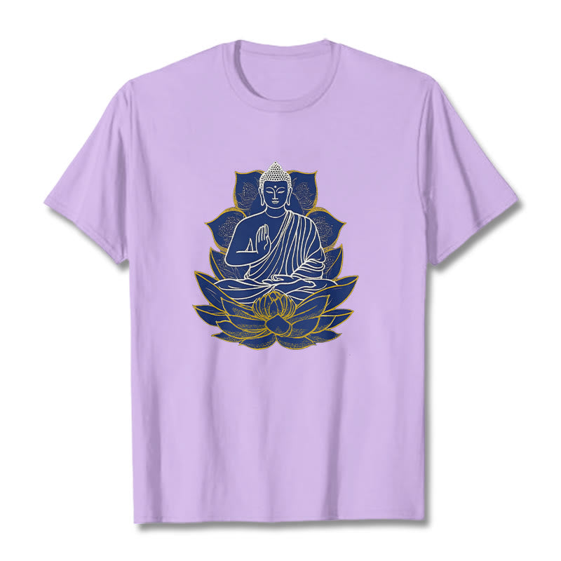 Buddha Stones Buddha Sitting On The Lotus Cotton Tee T-shirt - Plum - 2XL - image 9