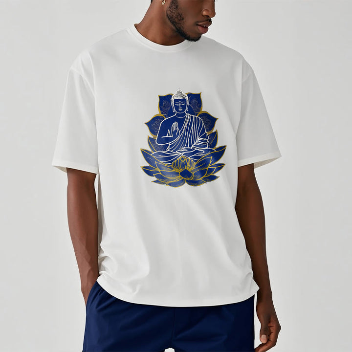 Buddha Stones Buddha Sitting On The Lotus Cotton Tee T-shirt