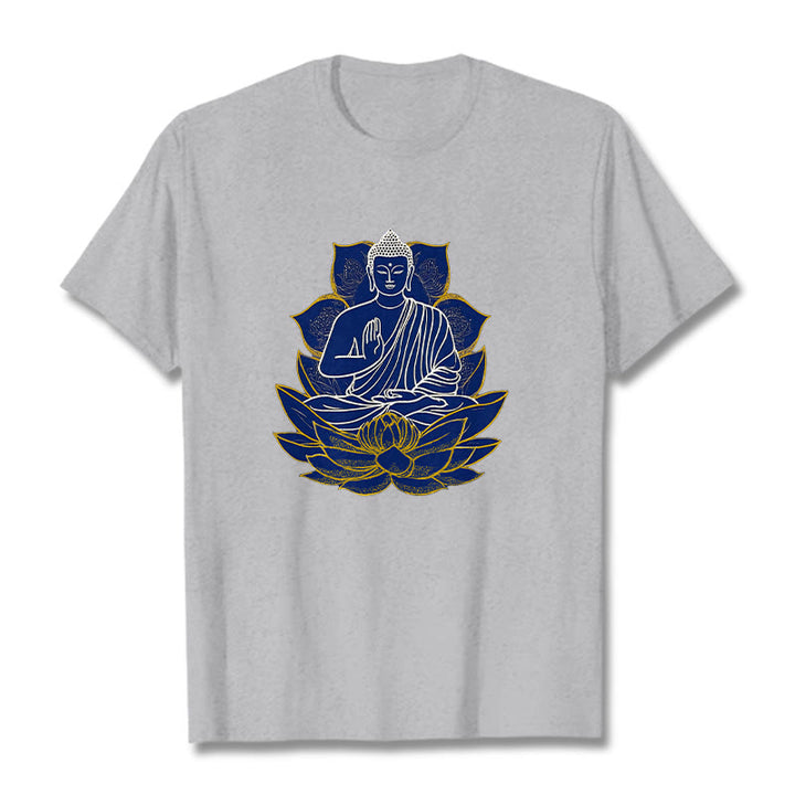 Buddha Stones Buddha Sitting On The Lotus Cotton Tee T-shirt