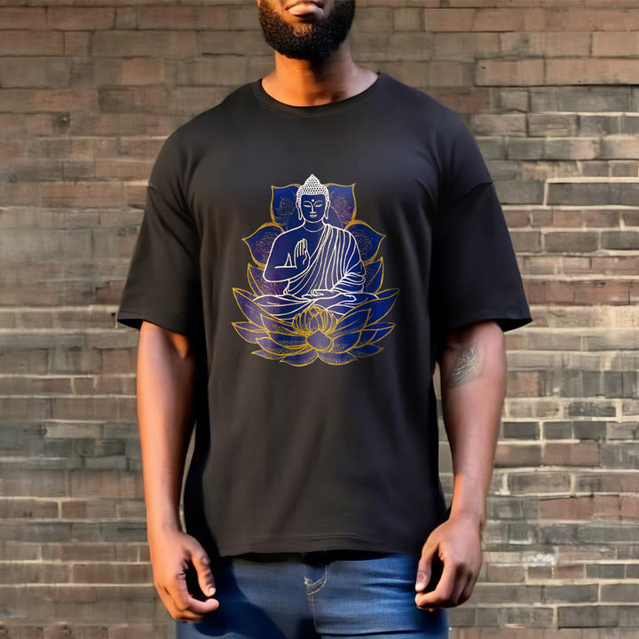 Buddha Stones Buddha Sitting On The Lotus Cotton Tee T-shirt