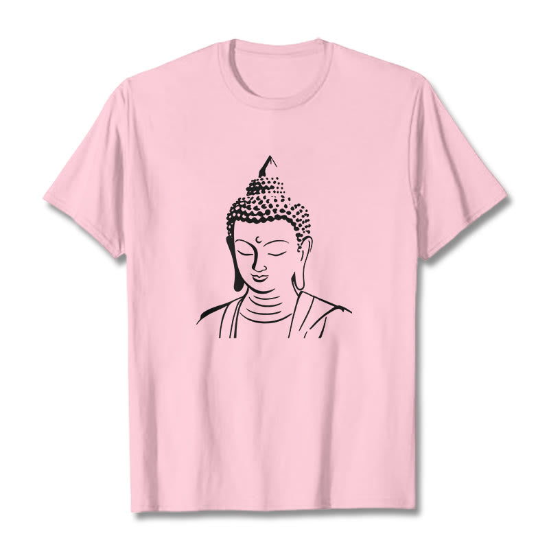 Buddha Stones Buddha Head Pattern Cotton Tee T-shirt - LightPink - 2XL - image 19