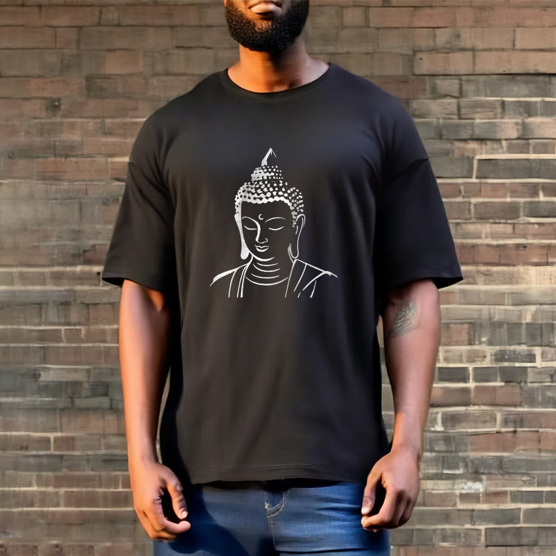 Buddha Stones Buddha Head Pattern Cotton Tee T-shirt - image 13