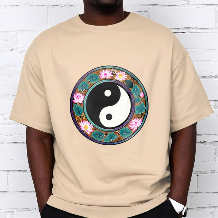 Buddha Stones Yin Yang Lotus Leaves Cotton Tee T-shirt - image 16