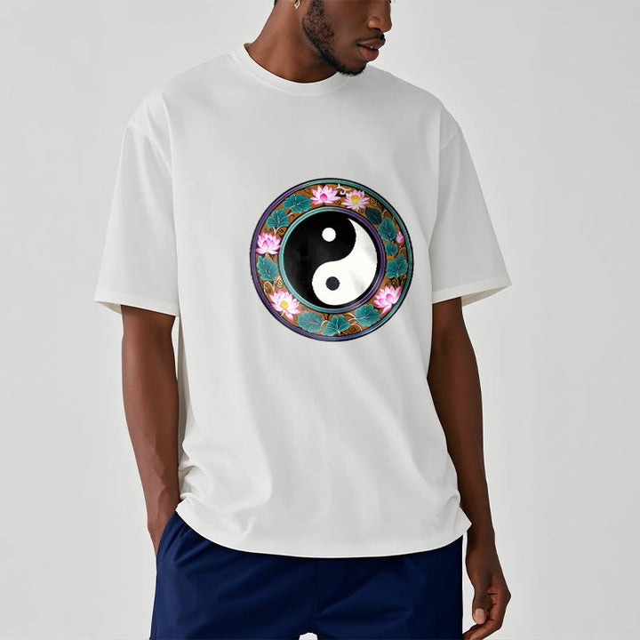 Buddha Stones Yin Yang Lotus Leaves Cotton Tee T-shirt - image 11