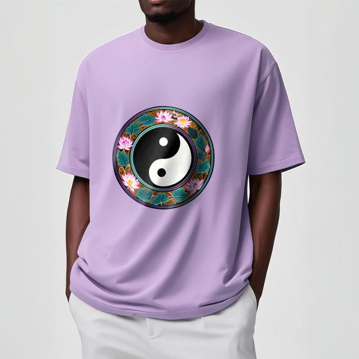 Buddha Stones Yin Yang Lotus Leaves Cotton Tee T-shirt - image 20