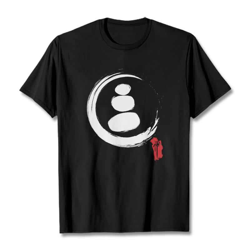 Buddha Stones Zen Circles Cotton Tee T-shirt - Black - 2XL - image 1
