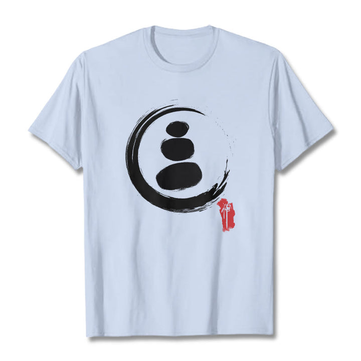Buddha Stones Zen Circles Cotton Tee T-shirt - Light Cyan - 2XL - image 15