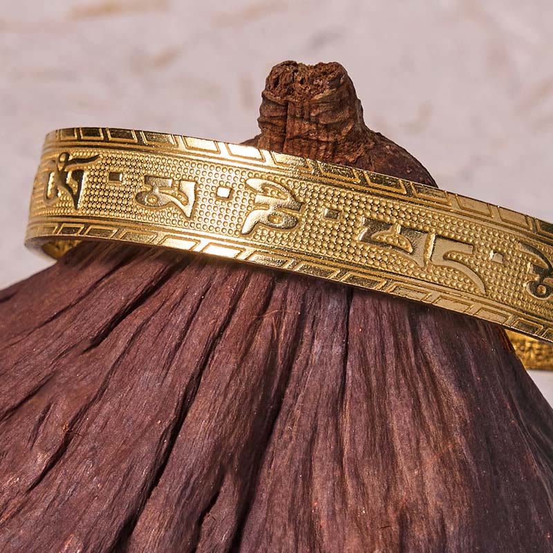 Buddha Stones Six True Words 'om Mani Padme Hum' Heart Sutra Copper Brass Luck Wisdom Bracelet Bangle - image 10