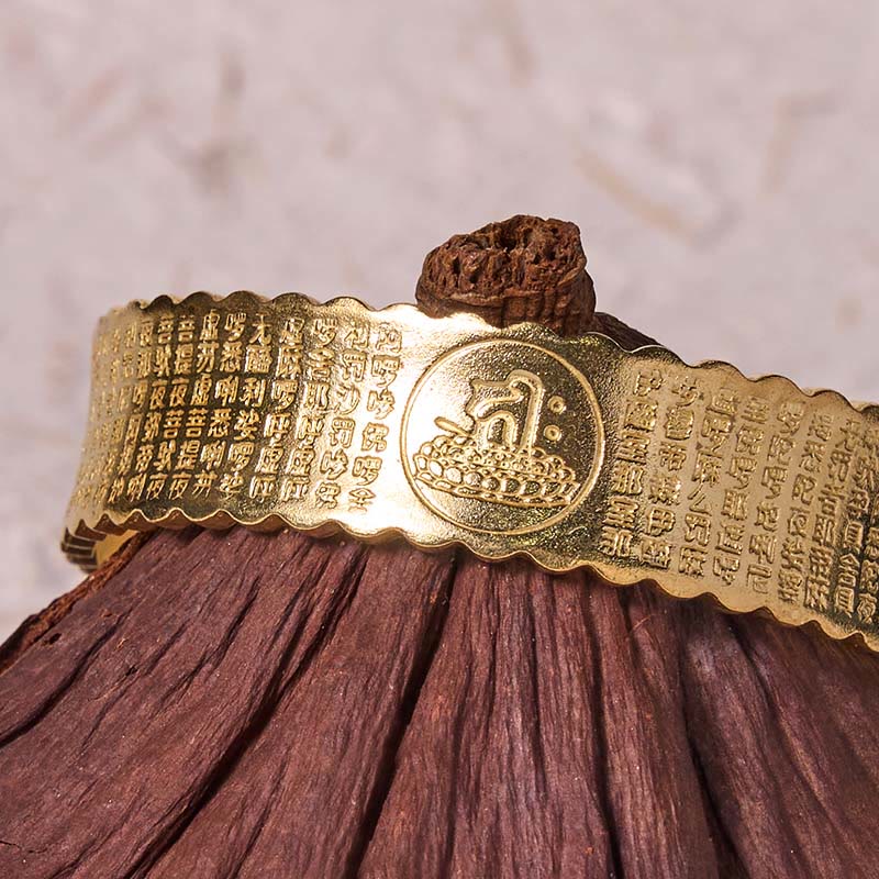 Buddha Stones Great Compassion Mantra Copper Brass Luck Self Care Bracelet Bangle - image 9