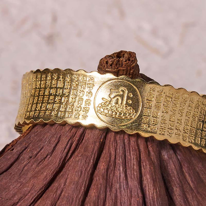 Buddha Stones Great Compassion Mantra Copper Brass Luck Self Care Bracelet Bangle - image 9