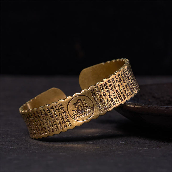 Buddha Stones Great Compassion Mantra Copper Brass Luck Self Care Bracelet Bangle - Vintage(Wrist Circumference: 14-18cm) - image 1