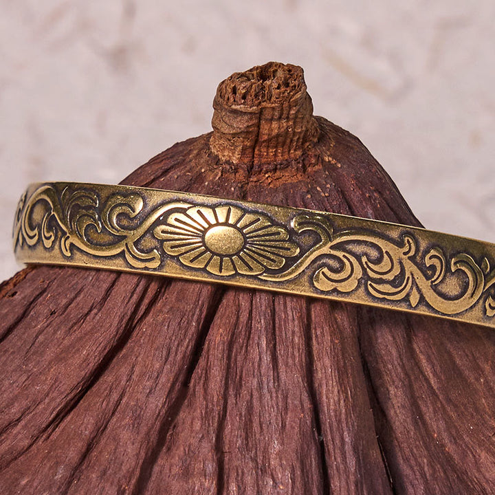 Buddha Stones Daisy Flower Vine Copper Brass Luck Self Care Cuff Bracelet Bangle - image 4