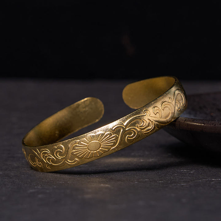 Buddha Stones Daisy Flower Vine Copper Brass Luck Self Care Cuff Bracelet Bangle - Polished(Wrist Circumference: 14-17cm) - image 6
