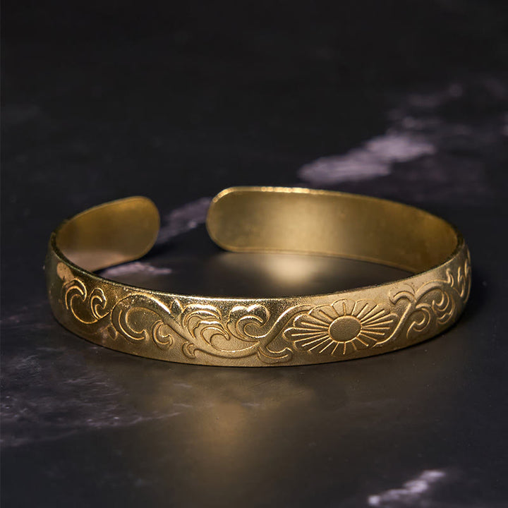 Buddha Stones Daisy Flower Vine Copper Brass Luck Self Care Cuff Bracelet Bangle - image 7