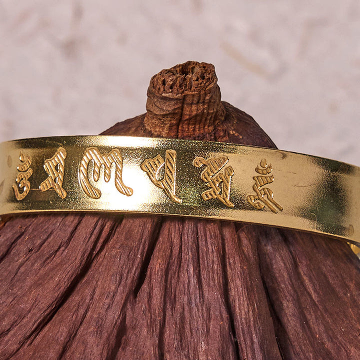 Buddha Stones Six True Words 'om Mani Padme Hum' Heart Sutra Copper Brass Inner Peace Cuff Bracelet Bangle - image 10